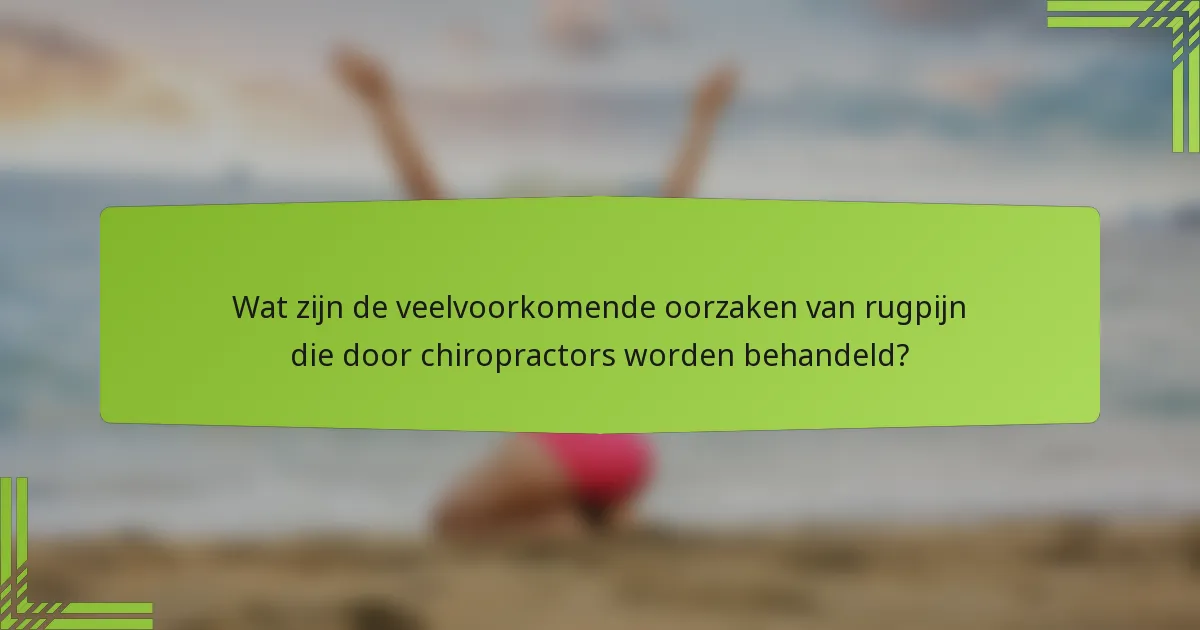 Wat zijn de veelvoorkomende oorzaken van rugpijn die door chiropractors worden behandeld?