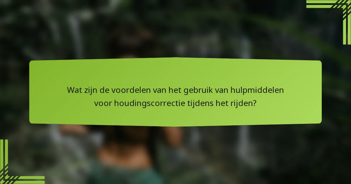 Wat zijn de voordelen van het gebruik van hulpmiddelen voor houdingscorrectie tijdens het rijden?