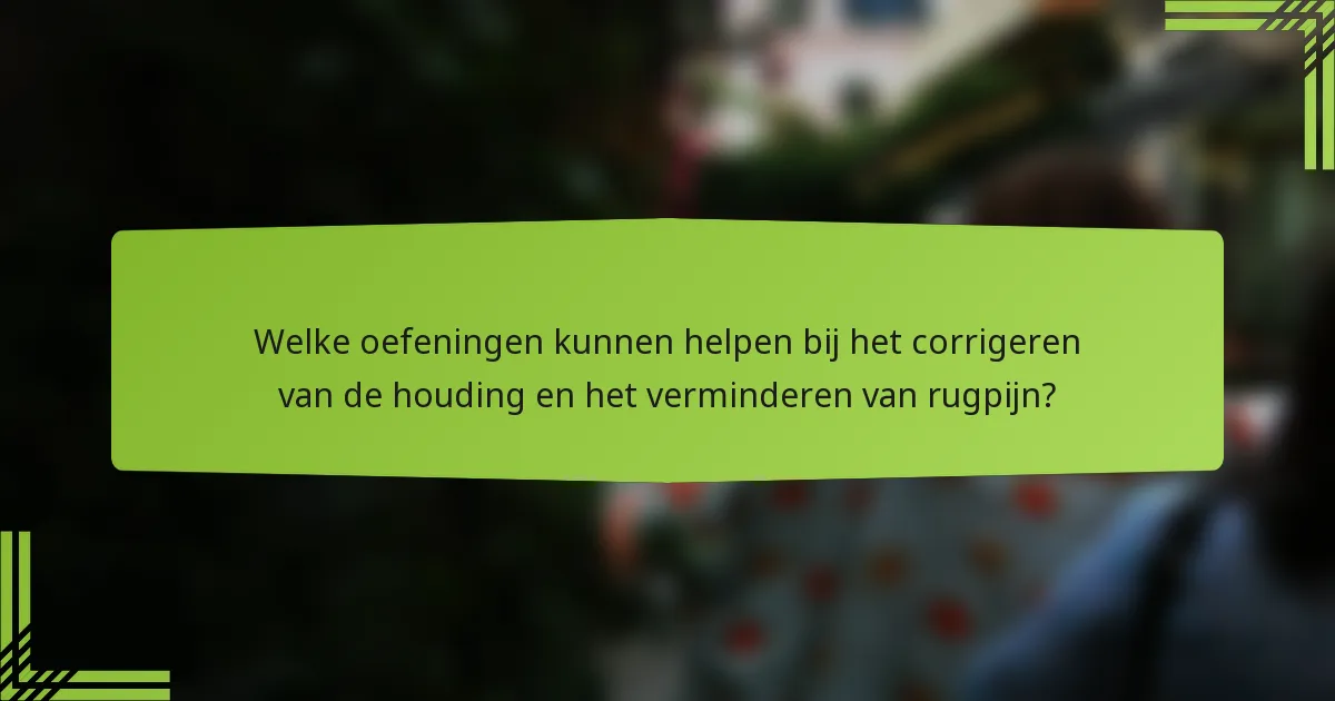 Welke oefeningen kunnen helpen bij het corrigeren van de houding en het verminderen van rugpijn?